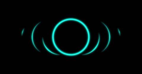 Glowing green circle with dynamic energy waves on black background