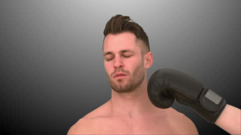 Boxer Reacting to a Punch with Powerful Impact