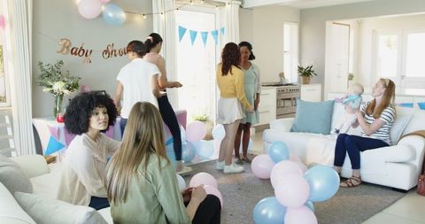 Celebratory Baby Shower Gathering with Joyous Friends