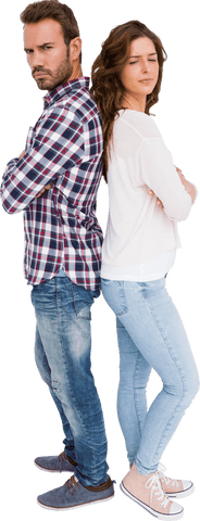 Transparent Couple Back to Back Feeling Upset with Arms Crossed - Download Free Stock Videos Pikwizard.com