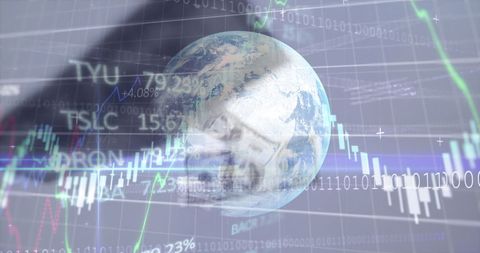 Digital Interface and Financial Data Visualization Over Earth - Download Free Stock Images Pikwizard.com