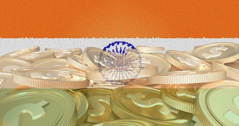 Indian Flag Overlapping Gold Coins Symbolizing Economic Growth - Download Free Stock Images Pikwizard.com