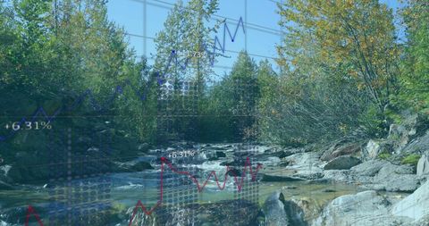 Data Analytics Visualization Overlay on Natural Landscape