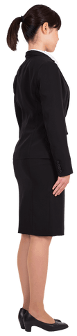 Transparent Asian Businesswoman in Formal Attire Standing Side Profile