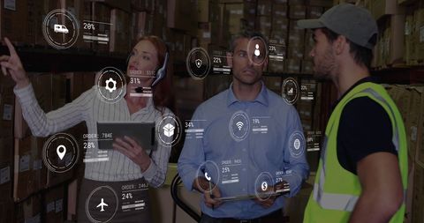 Technology in Warehouse Management and Logistics Team Discussion - Download Free Stock Images Pikwizard.com