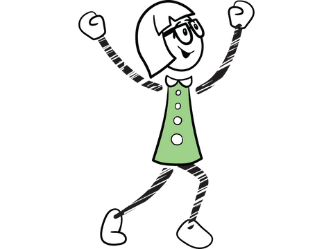 Joyful Cartoon Girl with Raised Arms Transparent - Download Free Stock Videos Pikwizard.com