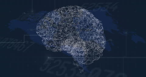 Digital Brain Data Network on Dark Background