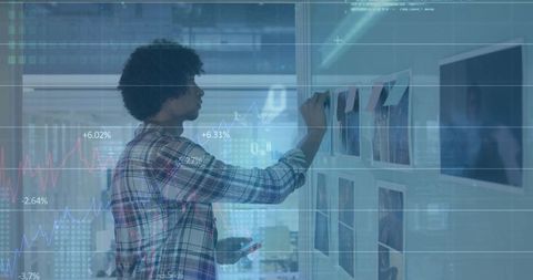 Young professional planning strategy with data technology