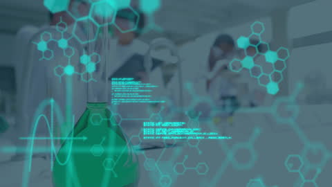 Innovative Scientists Analyzing Data with Chemical Formulas
