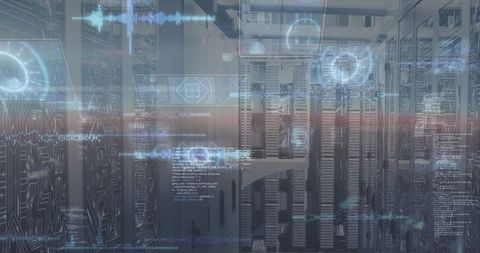 Digital Data Interface Over Modern Server Room Environment - Download Free Stock Images Pikwizard.com