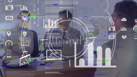 Futuristic Job Interview with Digital Interface Glitch