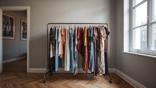 Stylish Clothes Rack Display in Minimalist Modern Interior Design