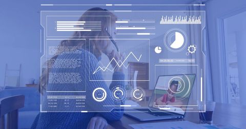 Virtual Classroom Interaction with Data Interface Overlay - Download Free Stock Images Pikwizard.com