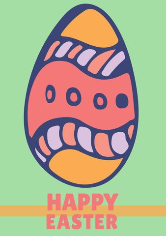 Vibrantly decorated easter egg on colorful background