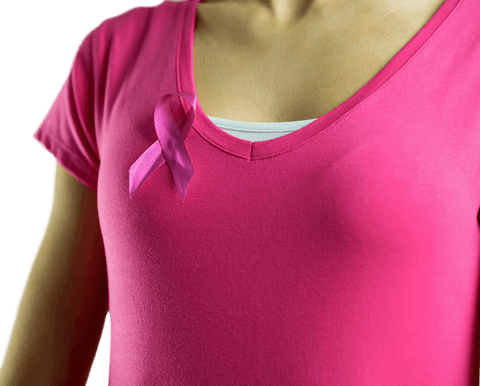 Transparent T-Shirt with Breast Cancer Awareness Ribbon