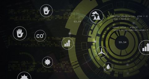 Futuristic Data Interface with Ecology and Technology Icons - Download Free Stock Images Pikwizard.com