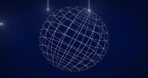 Glowing wireframe globe representing global network and digital data connections