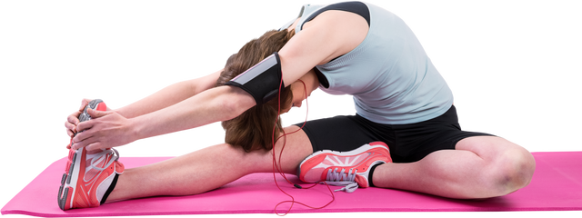 Transparent Female Athlete Stretching on Pink Exercise Mat - Download Free Stock Videos Pikwizard.com