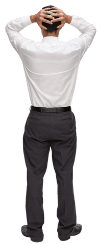 transparent businessman standing back hands on head contemplating - Download Free Stock Videos Pikwizard.com