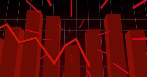 Dynamic red financial graph indicating market fluctuations