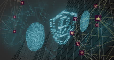 Digital Security Concept with Fingerprints and Networks