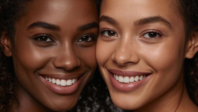 Two Friends Smiling Confidently with Radiant Natural Glow