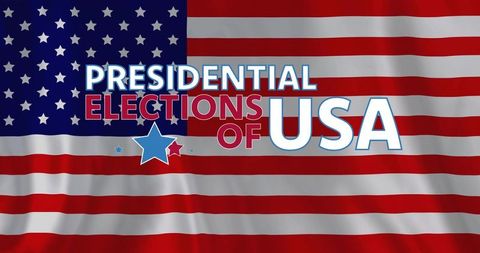 Bold presidential elections usa banner over waving american flag stars and stripes