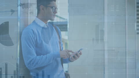 Tech Savvy Professional Accessing Global Financial Data on Smartphone