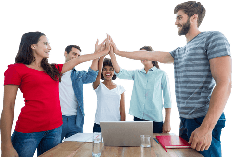 transparent team celebrating success with high fives - Download Free Stock Videos Pikwizard.com