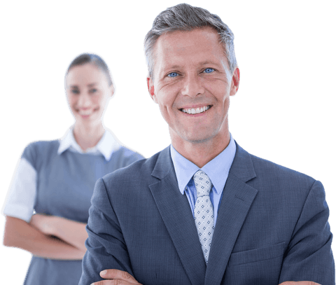 Smiling Caucasian Business Couple on Transparent Background