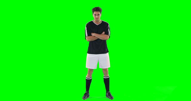 Male Soccer Player Posing Against Green Screen Background - Download Free Stock Images Pikwizard.com