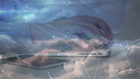 Digital Network Concepts with Laptop and Cloud Overlay