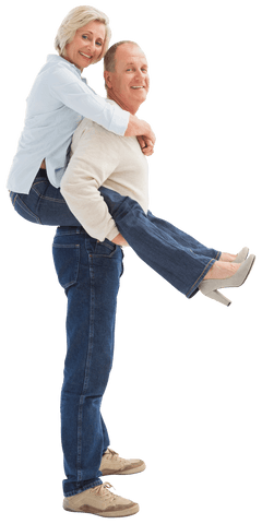 transparent joyful senior couple playfully piggyback riding - Download Free Stock Videos Pikwizard.com