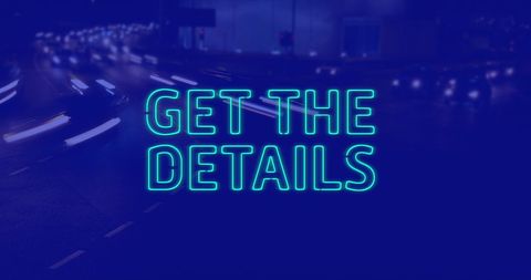 Get the details text overlay blue night city