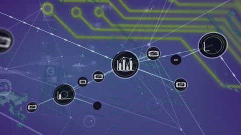 Digital Network Connections and Data Technology Animation