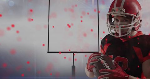 American Football Player with Digital Red Spots
