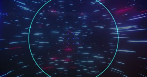 Dynamic neon lights in motion with circular design