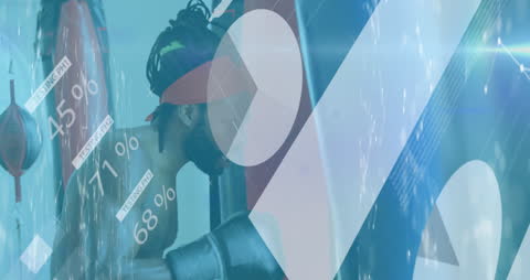 Digital Connections Overlaid on Boxer in Training Highlighting Modern Fitness Tech