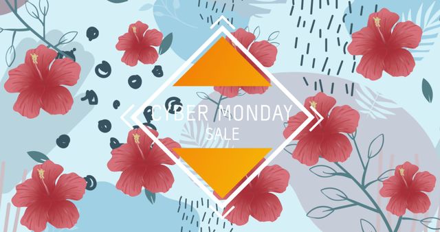 Cyber Monday Sale Floral Background with Red Hibiscus Flowers - Download Free Stock Images Pikwizard.com