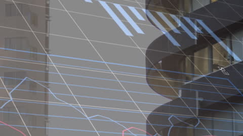 Digital Financial Graph Over Architectural Modern Shapes