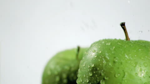 Fresh Green Apples with Water Droplets
