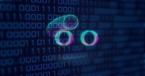 Neon Circles Over Binary Code Representing Digital Innovation - Download Free Stock Images Pikwizard.com