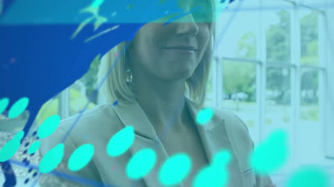 Innovative Businesswoman with Digital Data Overlay