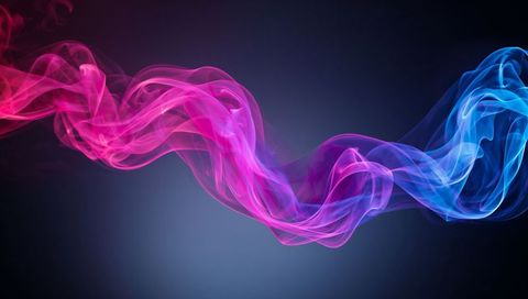 Magenta to Blue Neon Smoke Wave Dark Gradient Background Abstract Color Flow Ribbon