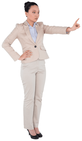 Transparent businesswoman on transparent background pointing finger