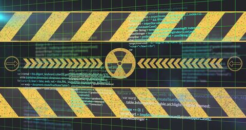 Data technology and radioactive symbol overlays