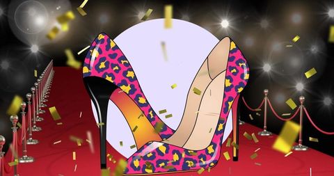 Fashionable Pink Leopard Print Heels on Glamorous Runway