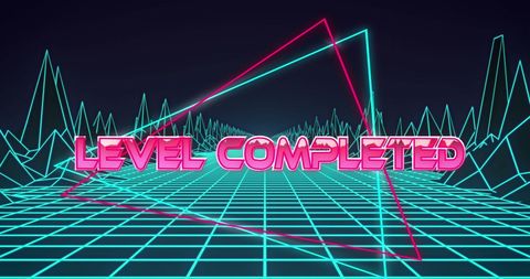 Retro game level completion announcement