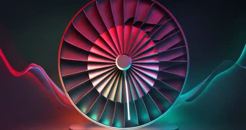 Spinning Circular Fan Animation with Colorful Ribbons
