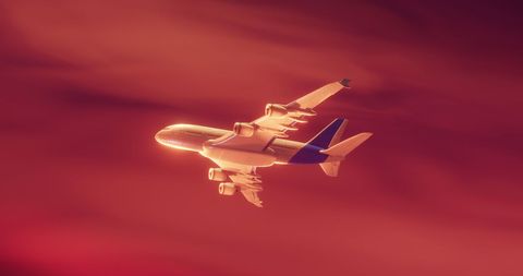 Airplane Flying Against Dramatic Sunset Sky - Download Free Stock Images Pikwizard.com